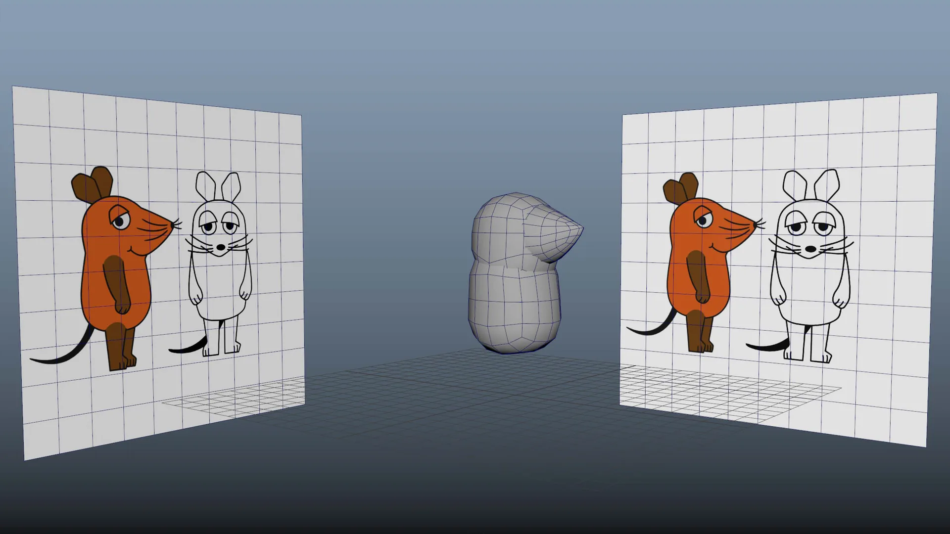 Gittermodell der 3D Maus des WDR. Brand Strategie, Konzept, Design und Umsetzung von Machbar.