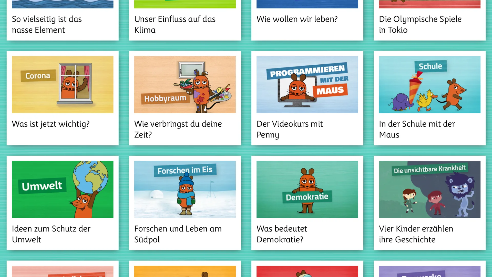 Screen Ansicht aus der Maus App für den WDR. Konzept, Design Programmierung von Machbar.