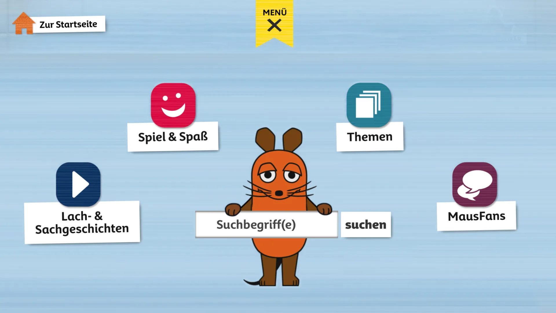 Screen Ansicht aus der Maus App für den WDR. Konzept, Design Programmierung von Machbar.