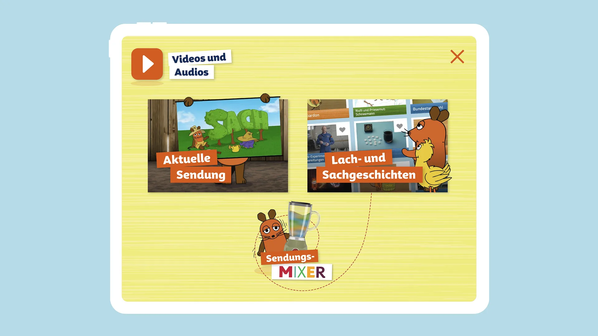 Sequenz aus der Maus App für den WDR. Konzept, Design Programmierung von Machbar.