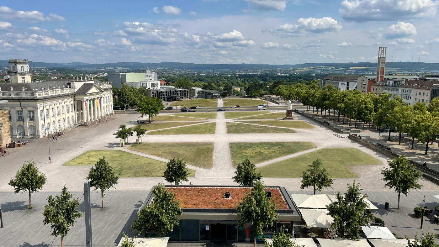 Aussicht aus der Agentur auf den Friedrichsplatz Kassel