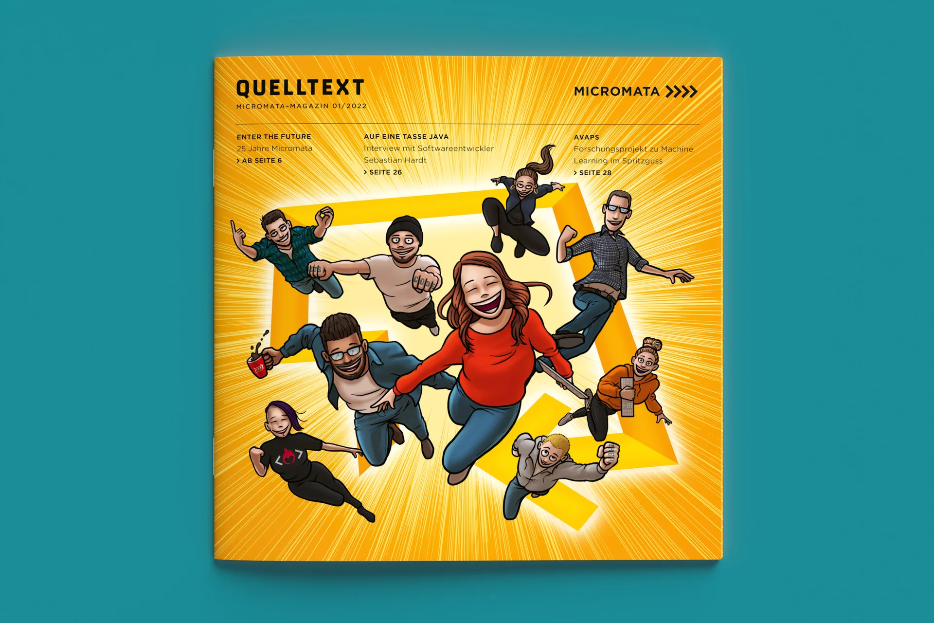 Eine Ausgabe des Micromata Firmenmagazins "Quelltext". Editorial Design und Umsetzung von Machbar